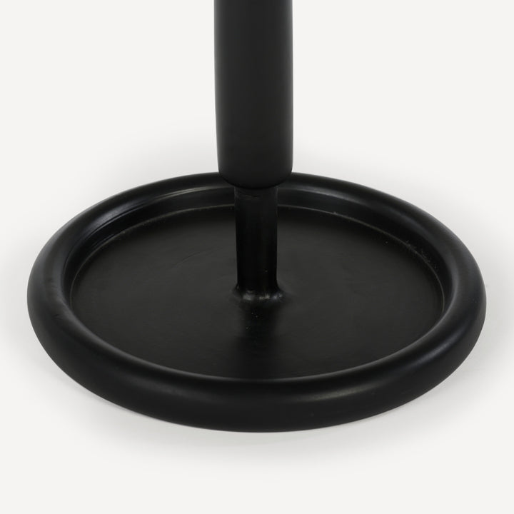 Modern Stone Inlay Aluminum Drink Table - Matte Black