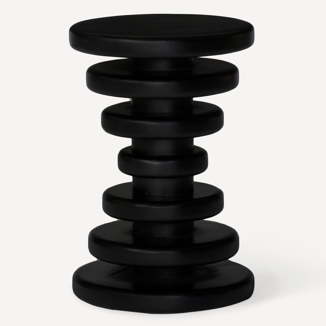 Circle Stack End Table - Ebony Hue