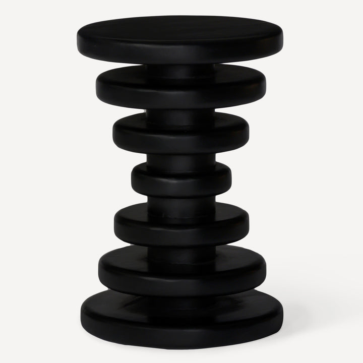 Circle Stack End Table - Ebony Hue