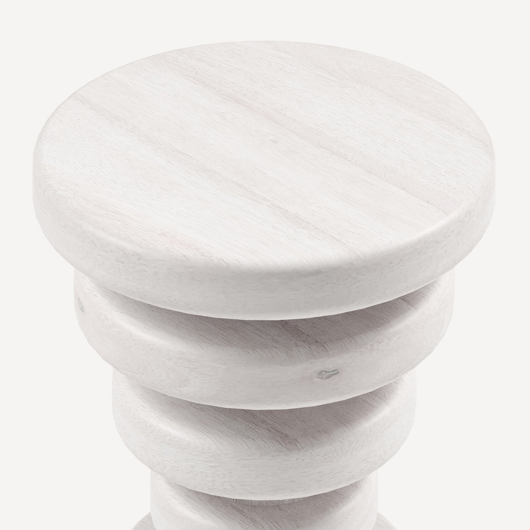 Circular Artisan Solid Wood Table - Whitewashed Elegance