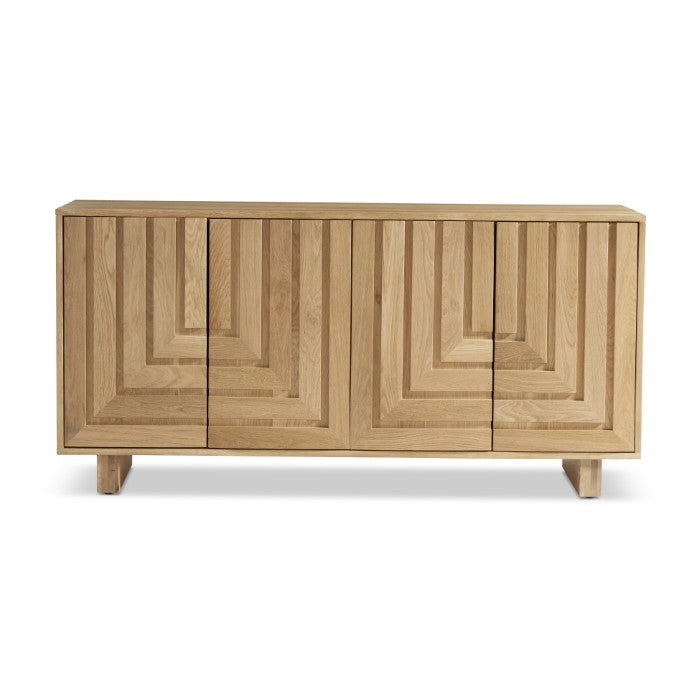 Geometric Oak Veneer Storage Console