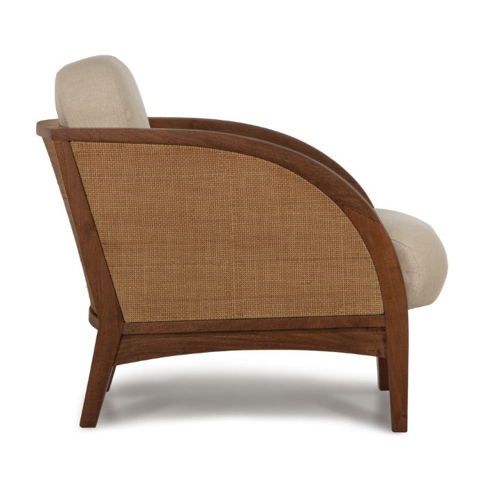 Seaside Solace Accent Chair - Solid Acacia Frame with Woven Rattan Detailing