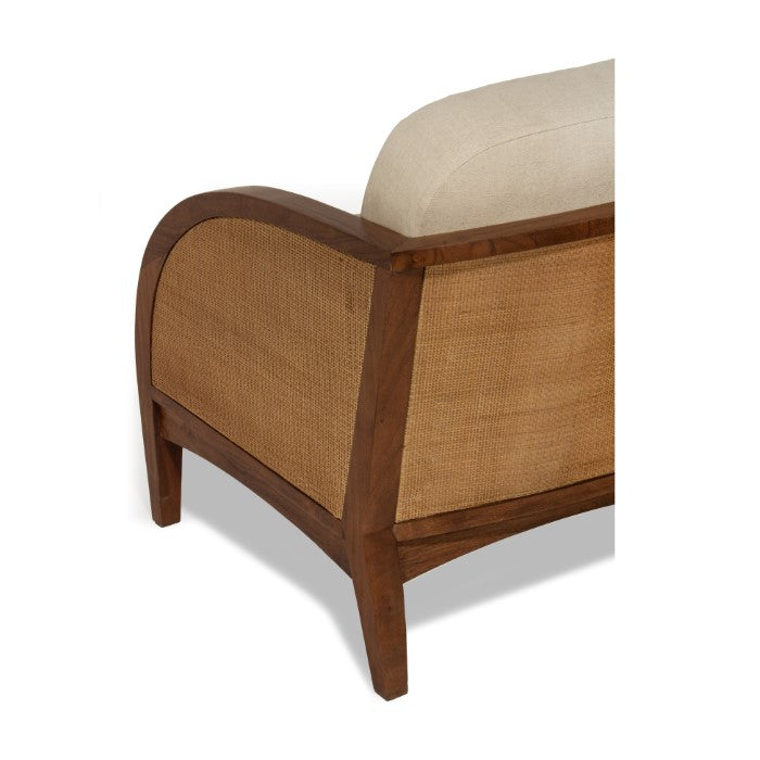 Seaside Solace Accent Chair - Solid Acacia Frame with Woven Rattan Detailing