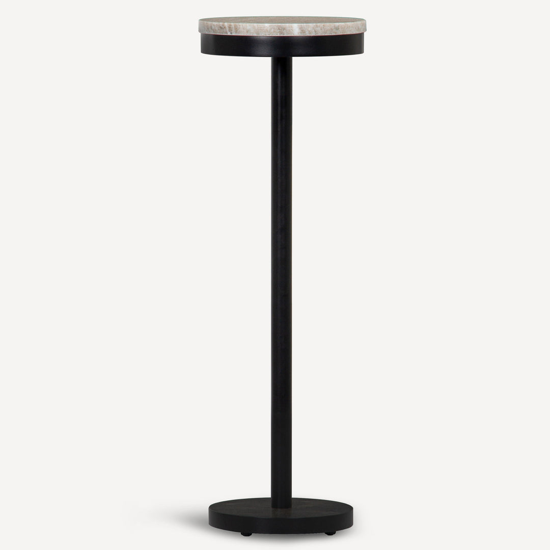 Sleek Brass-Plated Stone Cocktail Table - Ebony