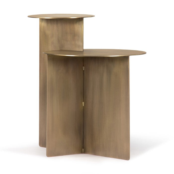 Orbit Whisper Tiered Table in Weathered Bronze