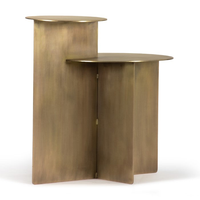 Orbit Whisper Tiered Table in Weathered Bronze
