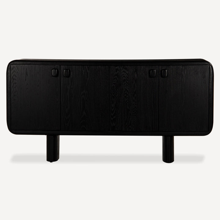 Monolithic White Oak Sculpture Sideboard - Charcoal Hues