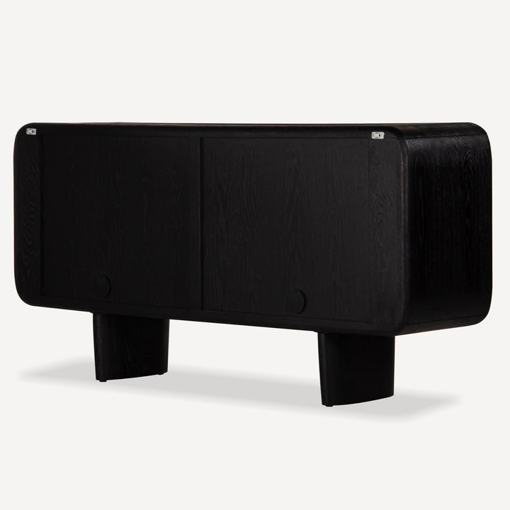 Monolithic White Oak Sculpture Sideboard - Charcoal Hues