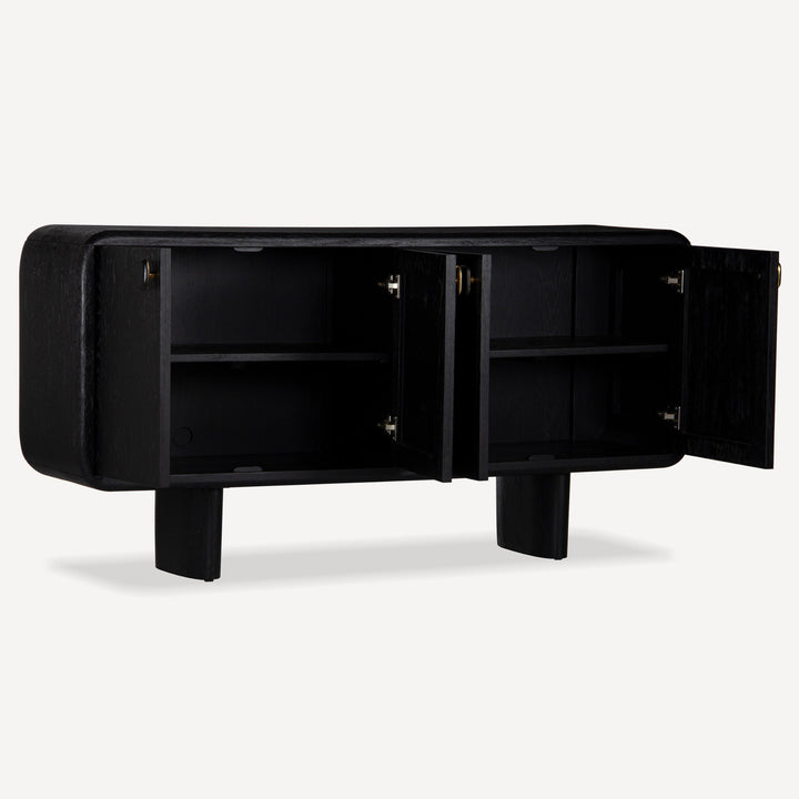 Monolithic White Oak Sculpture Sideboard - Charcoal Hues