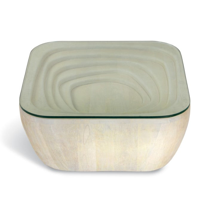 Indian-Inspired Carved Solid Wood Coffee Table