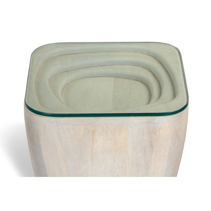 Indigo Spiral Echo Table - Whitewash