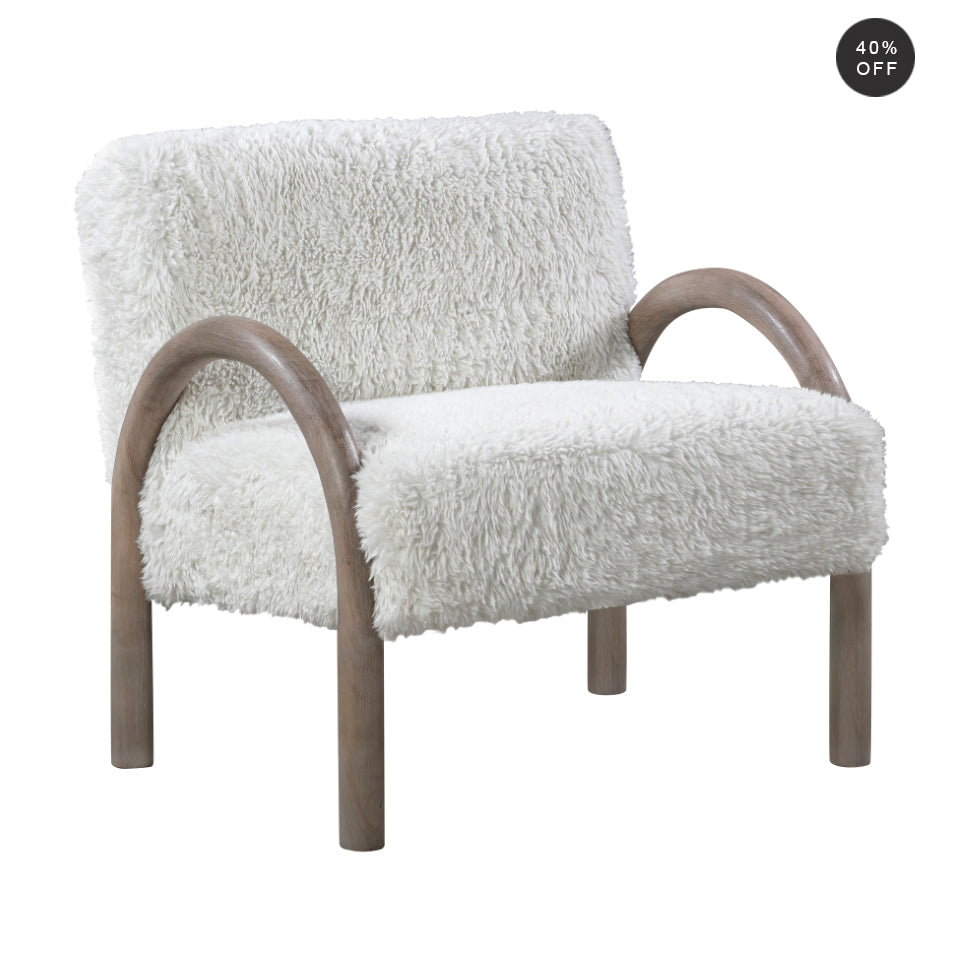 ArchiBoucle Oak-Accented Plush Seater