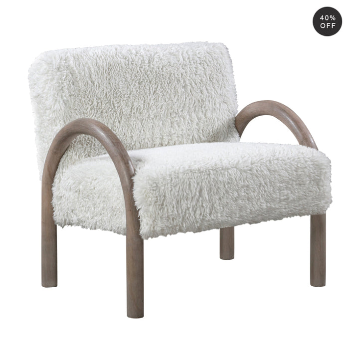 ArchiBoucle Oak-Accented Plush Seater