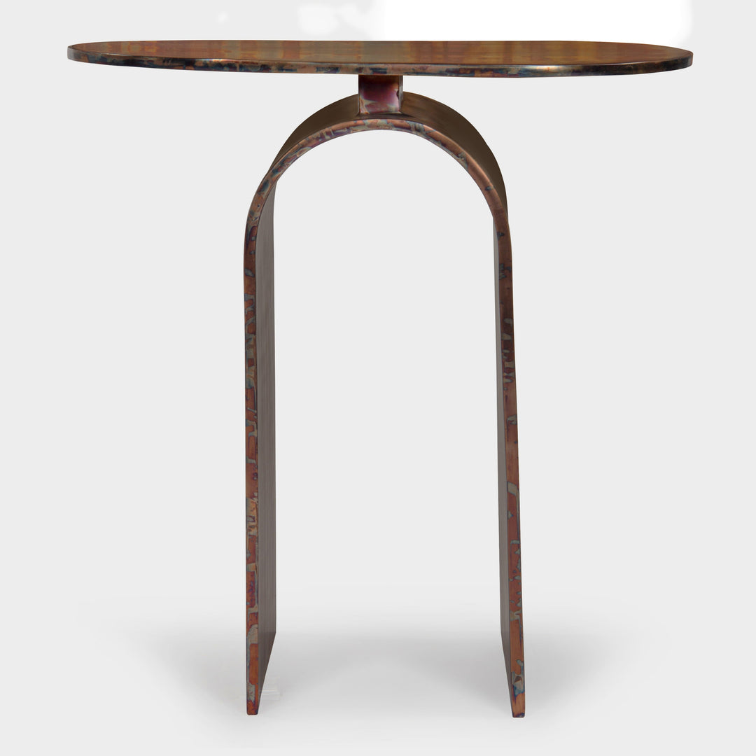 Archimedes' Grace: Reactive Metal Finish Aluminum Side Table