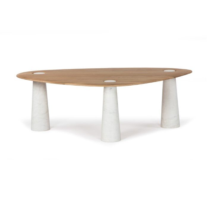 Modern Organyx Marble & Oak Pedestal Coffee Table