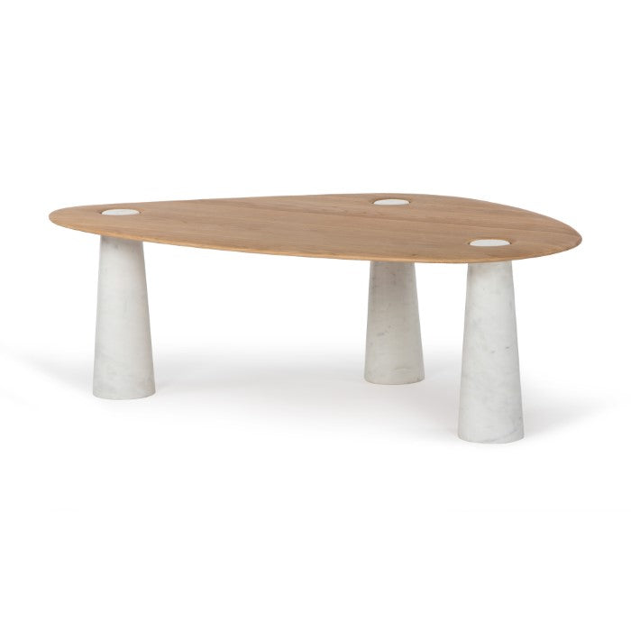 Modern Organyx Marble & Oak Pedestal Coffee Table