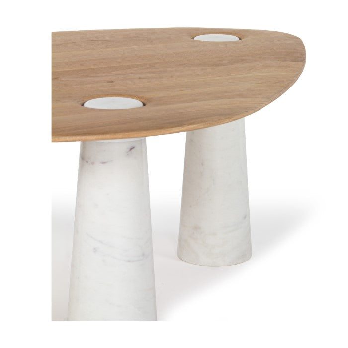 Modern Organyx Marble & Oak Pedestal Coffee Table