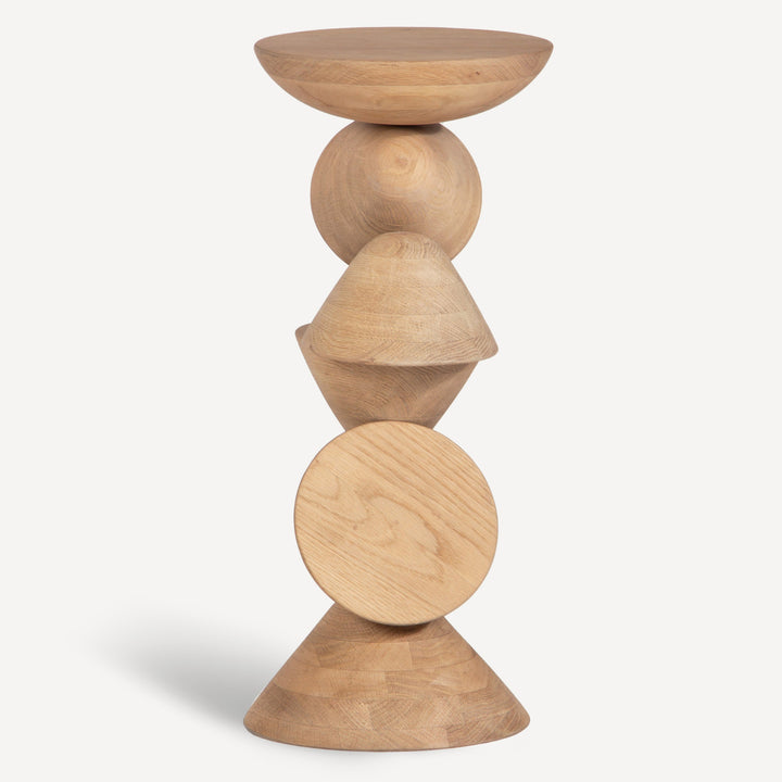 Geometric Oak Height-Adjustable Drink Stand