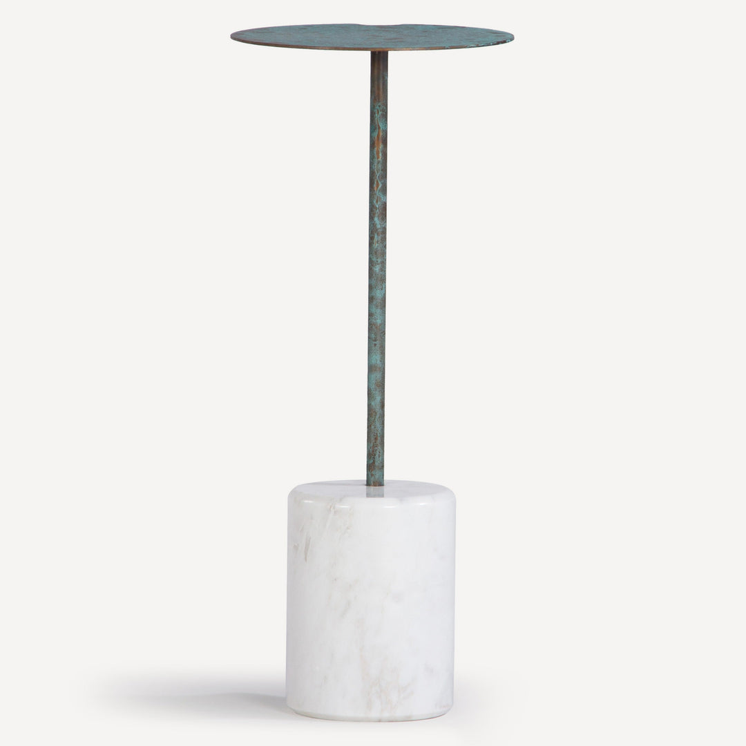 Modern Minimalist Green Patina Cocktail Table - Compact