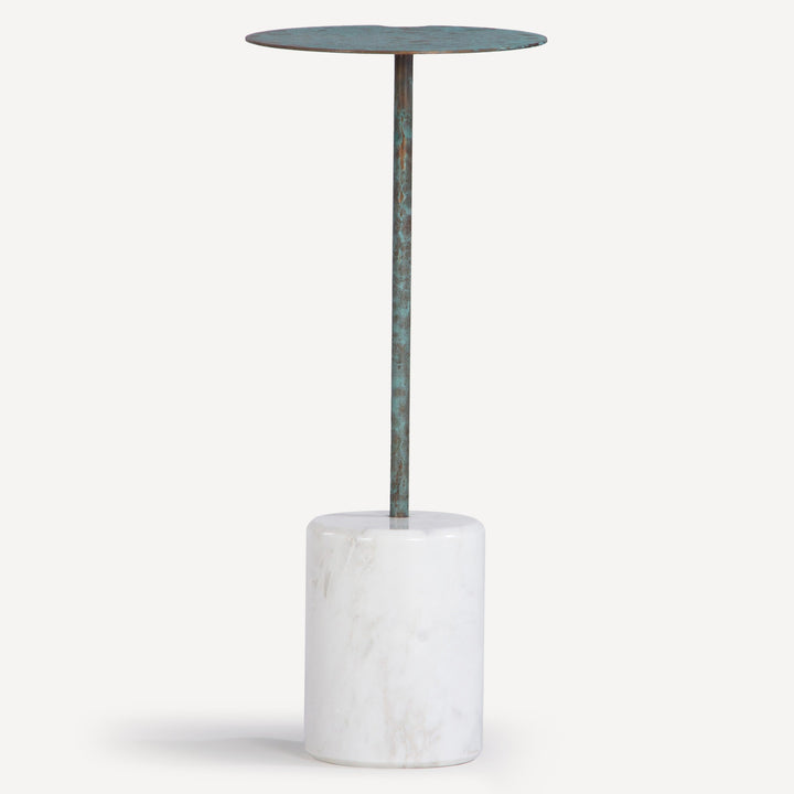 Modern Minimalist Green Patina Cocktail Table - Compact