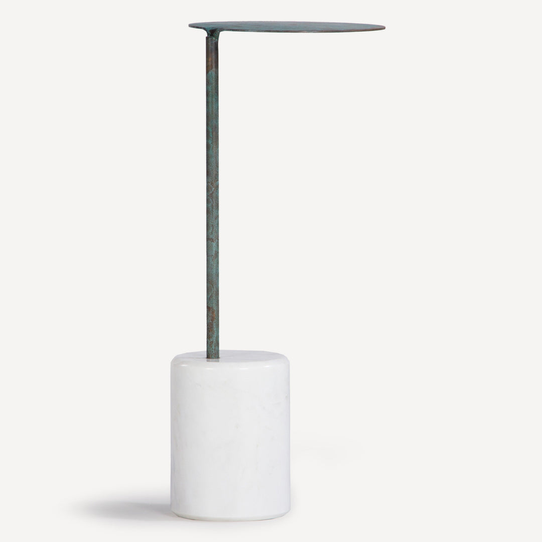 Modern Minimalist Green Patina Cocktail Table - Compact