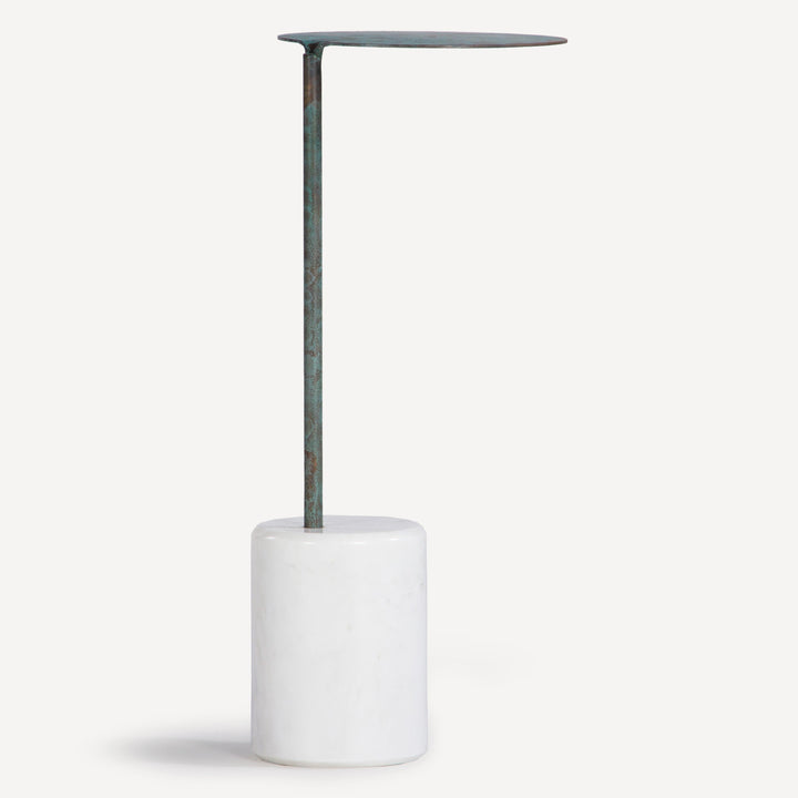 Modern Minimalist Green Patina Cocktail Table - Compact