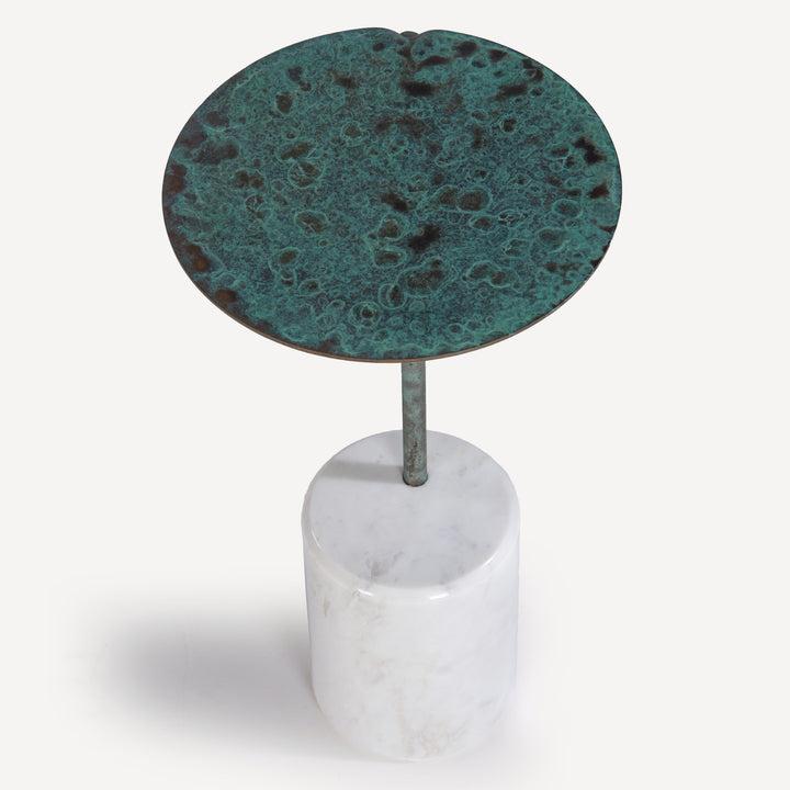 Modern Minimalist Green Patina Cocktail Table - Compact