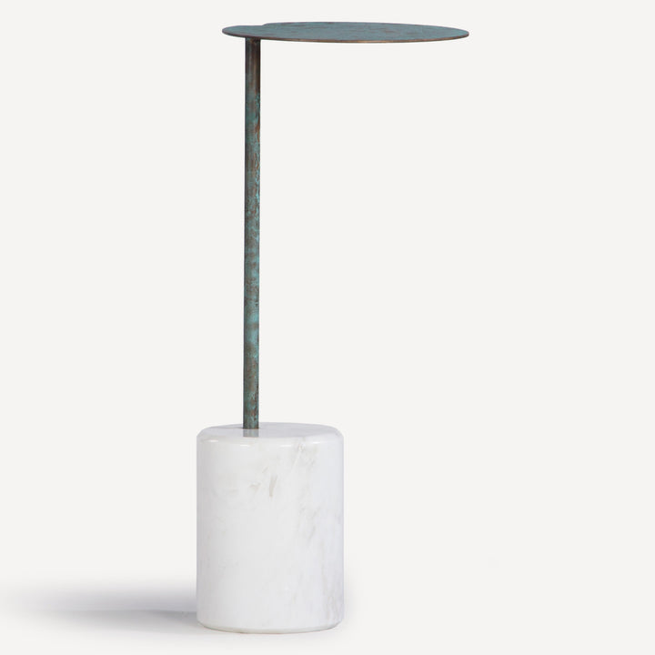 Modern Minimalist Green Patina Cocktail Table - Compact