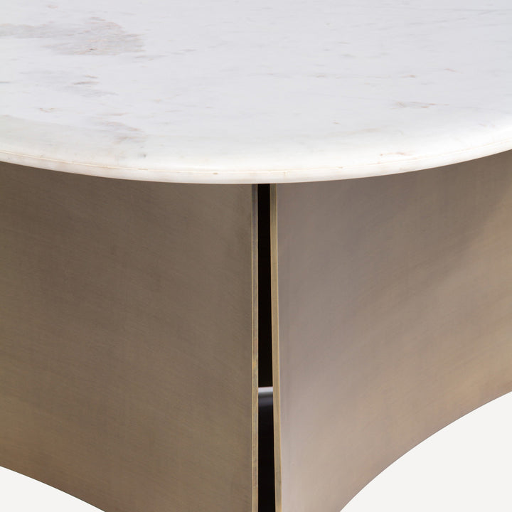 Vintage Charm Marble-Top Brass-Accent Coffee Table