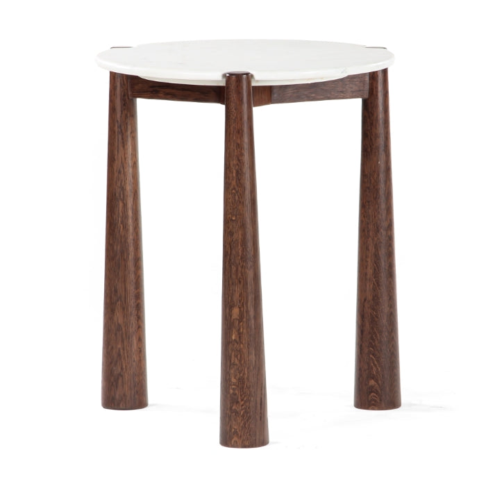 Nature's Balance Stone-Topped Oak Accent Table