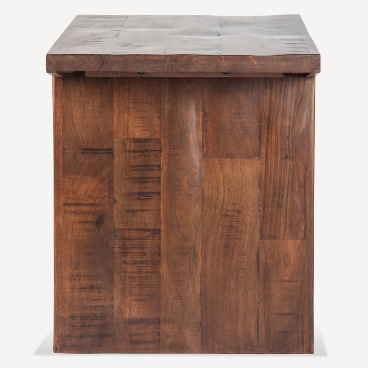 Industrial Vintage Side Table with Distressed Charm