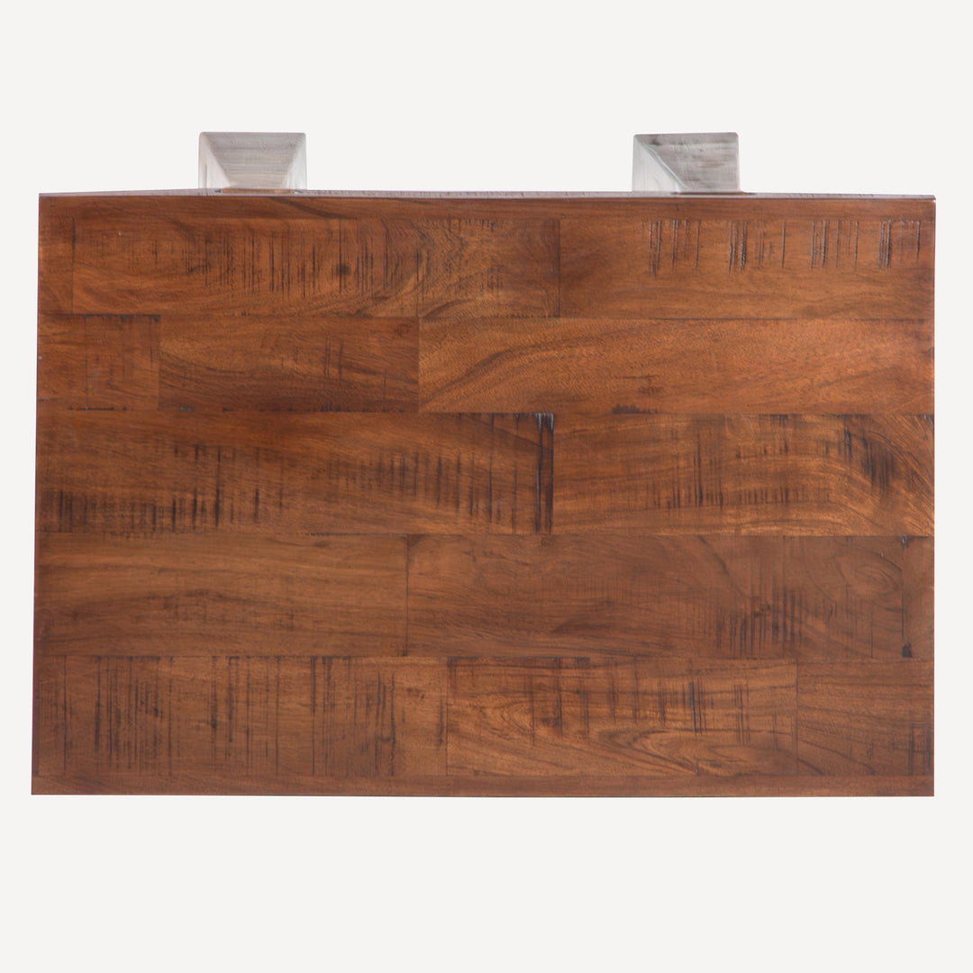 Industrial Vintage Side Table with Distressed Charm