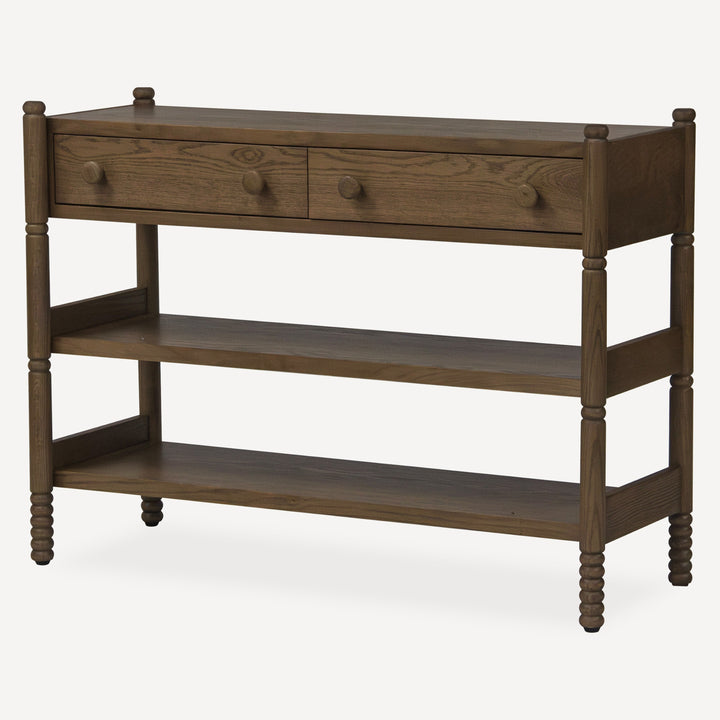 Modern Cottage-Inspired Solid Wood Console Table with Lower Shelf