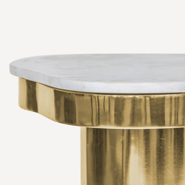 Curvy Creme Corner Accent Table
