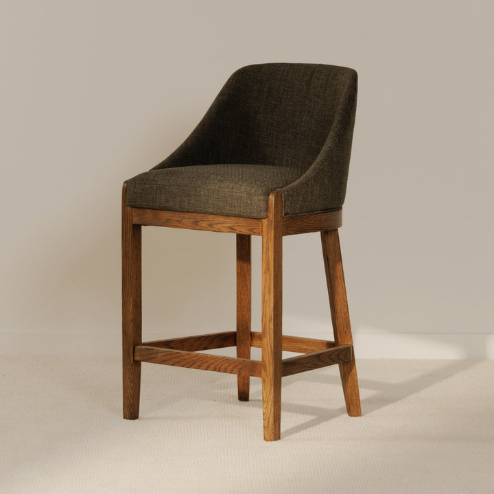 Rustic Oak & Performance Fabric Counter Stool