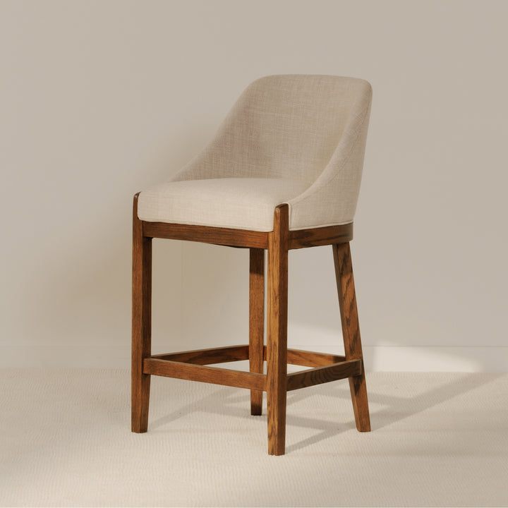 Rustic Oak & Performance Fabric Counter Stool