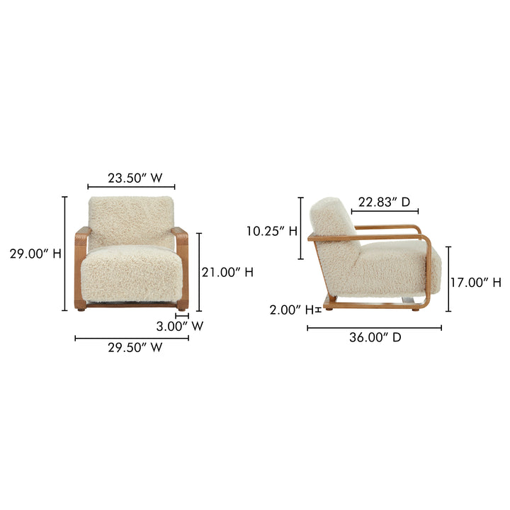 Timeless Vintage Oak Lounge Chair with Plush Faux Shearling