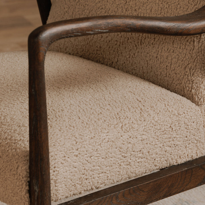 Timeless Oak Slumber Chair with Plush Faux Shearling