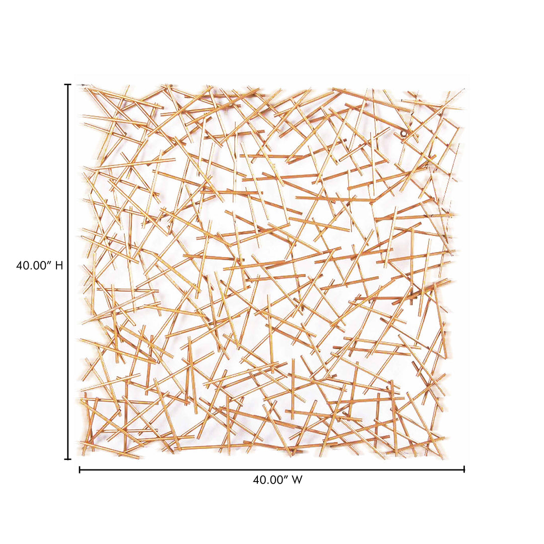 Metallic Wall Sculpture: Golden Pick Up Sticks Art