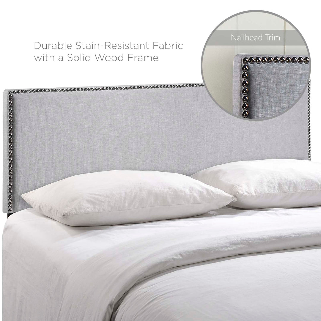 Reign Gray Nailhead Headboard - Queen