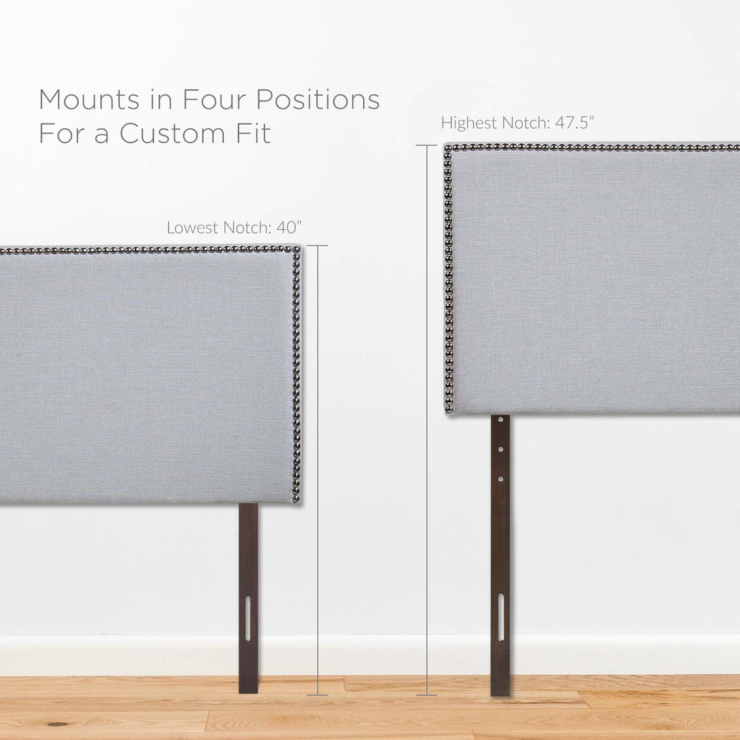 Reign Gray Nailhead Headboard - Queen