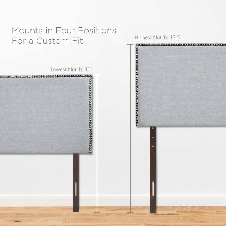 Reign Gray Nailhead Headboard - Queen