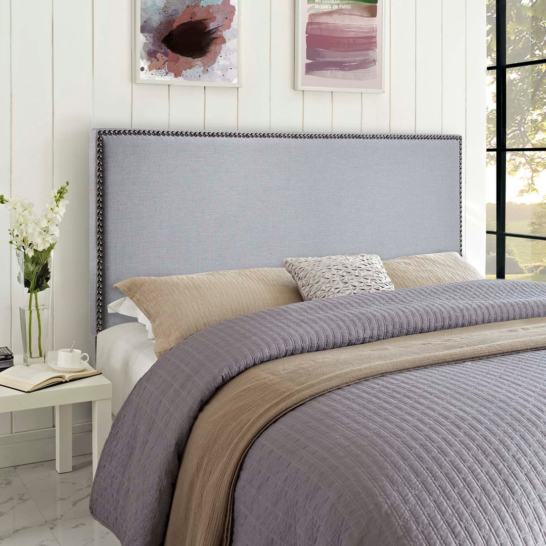 Reign Gray Nailhead Headboard - Queen