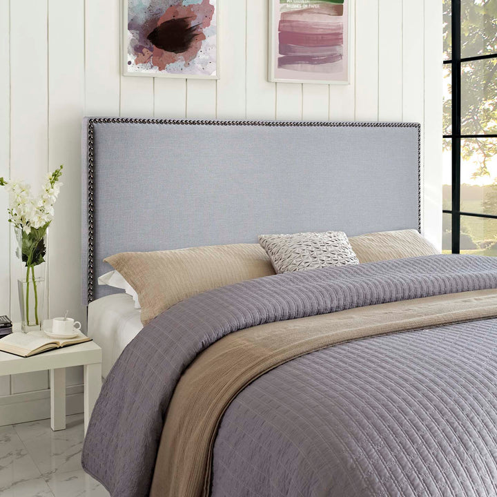 Reign Gray Nailhead Headboard - Queen