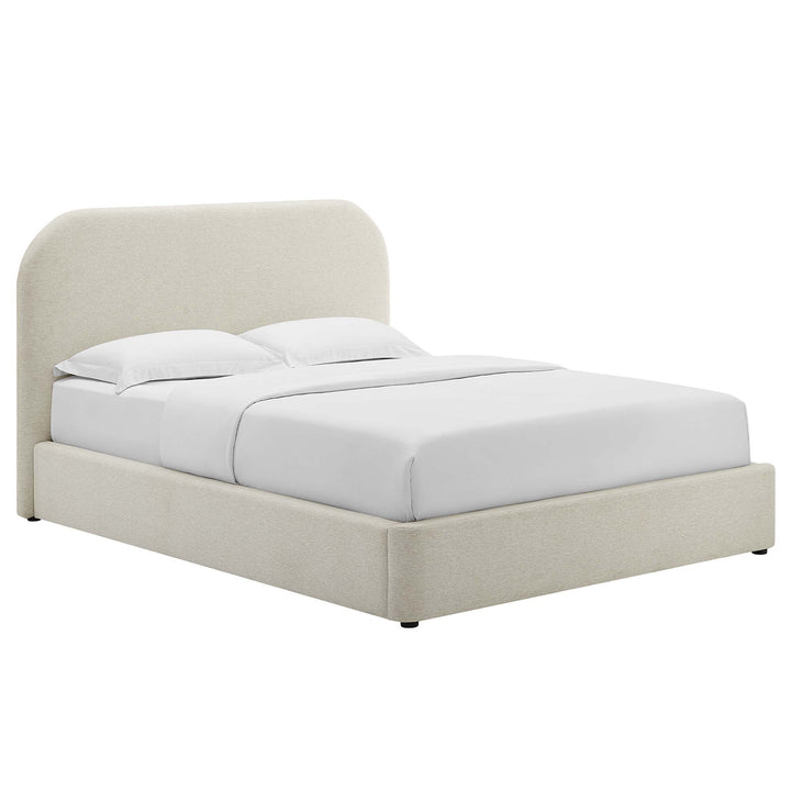 Keystone Upholstered Fabric Curved Queen Platform Bed
