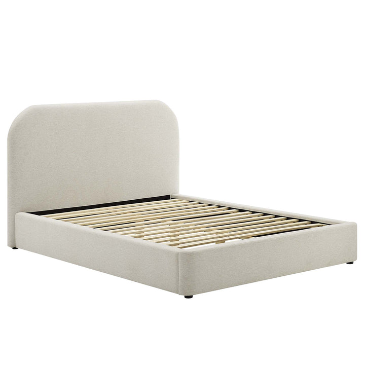 Keystone Upholstered Fabric Curved Queen Platform Bed