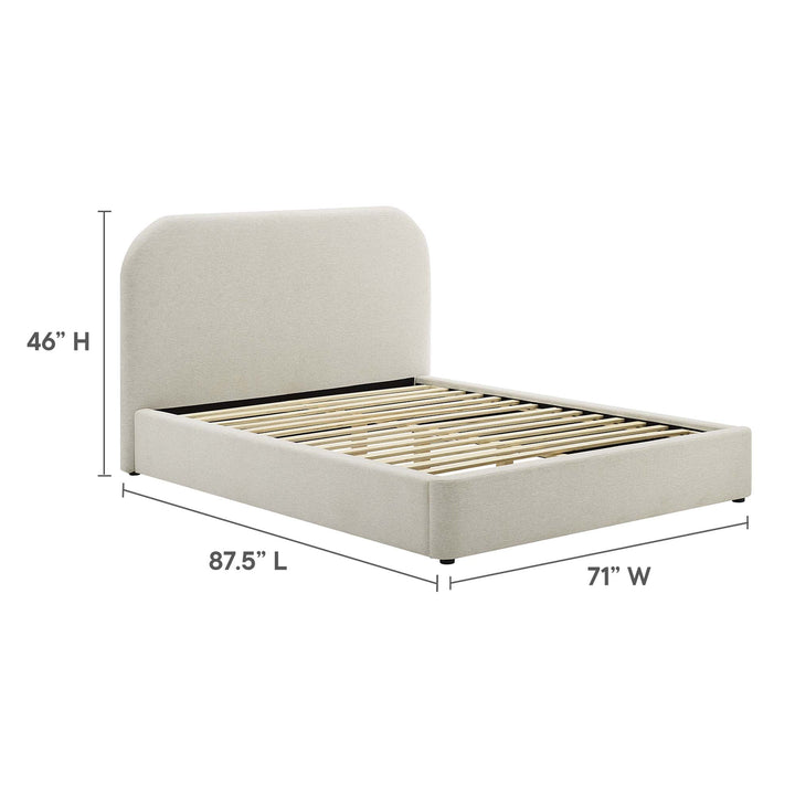 Keystone Upholstered Fabric Curved Queen Platform Bed