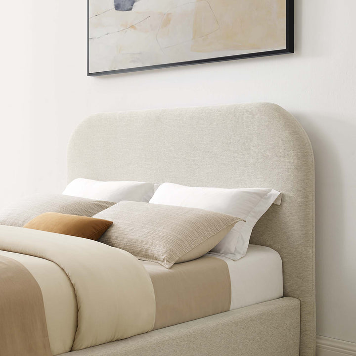 Keystone Upholstered Fabric Curved Queen Platform Bed