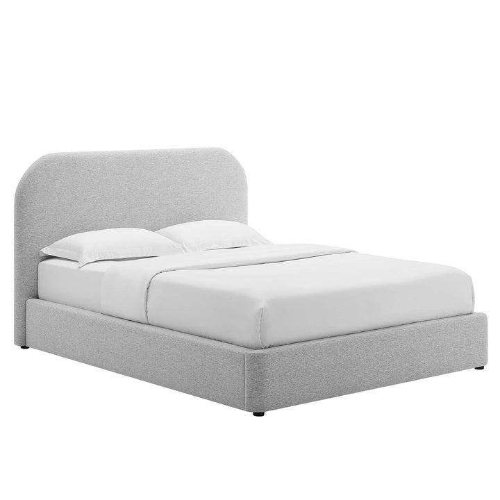 Keystone Upholstered Fabric Curved Queen Platform Bed
