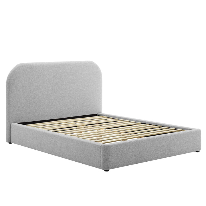 Keystone Upholstered Fabric Curved Queen Platform Bed